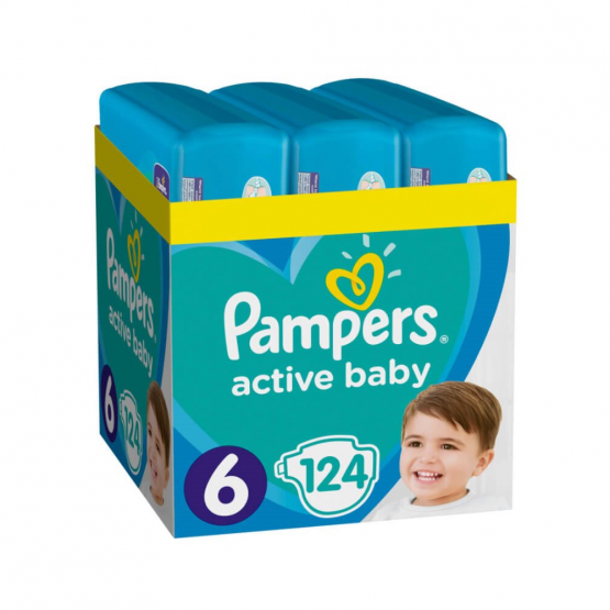 Подгузники Pampers Active Baby 6 Extra Large XXL Box (13-18 кг), 124 шт.