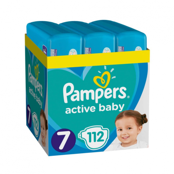 Подгузники Pampers Active Baby 7 Extra Large XXL Box (15+ кг), 112 шт.