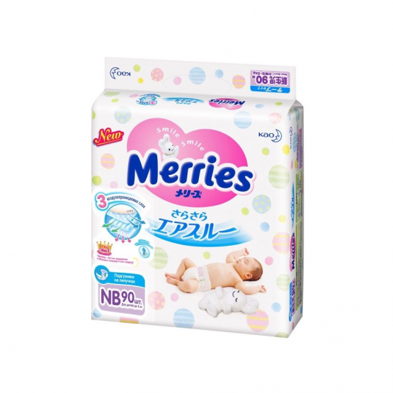 Подгузники Merries Newborn (<5 кг), 90 шт.