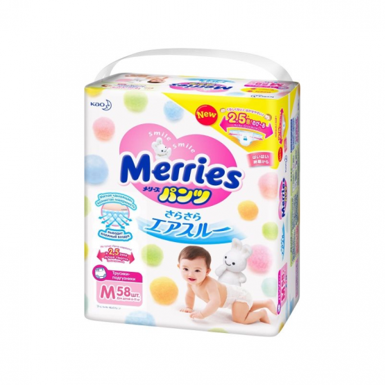 Трусики Merries размер M (6-11 кг), 58 шт.