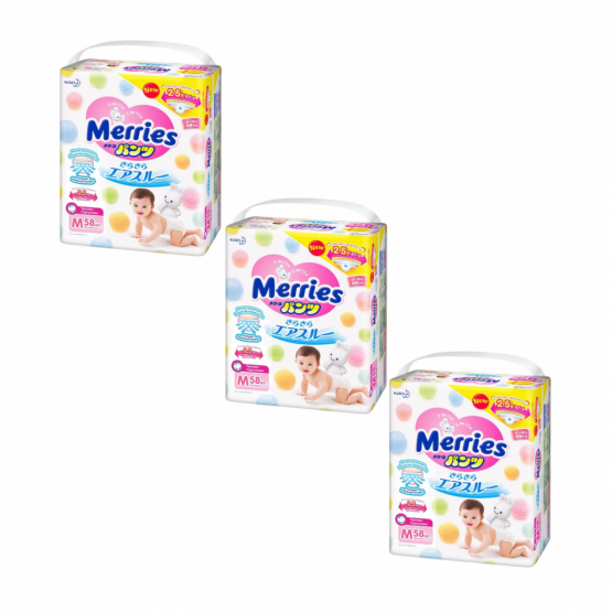 Набор 3 х Трусики Merries размер M (6-11 кг), 58 шт.