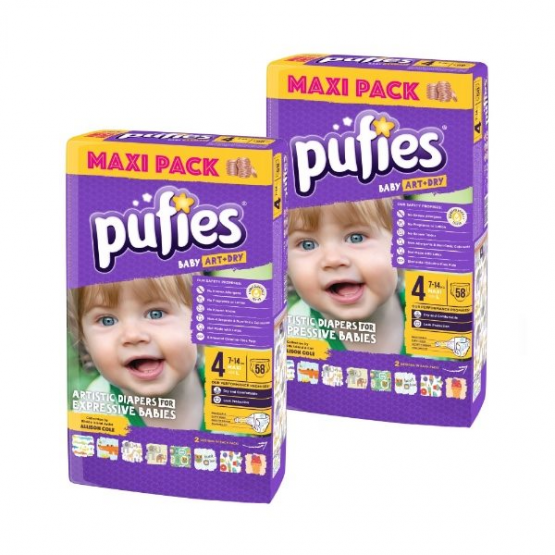 Подгузники Pufies Baby Art&Dry 4 (7-14 кг) DUO Pack, 116 шт.