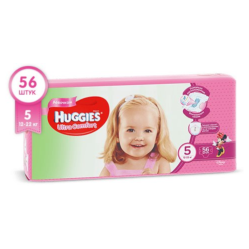Подгузники Huggies Ultra Comfort Mega 5 Girl (12-22 кг), 56 шт.