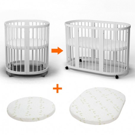 Кроватка — Трансформер 9 в 1 BABYTIME, Цвет Белый+ 2 Ортопедические матрасы
