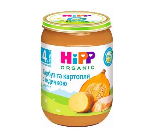 HiPP 6183 Пюре Индейка с тыквой (4м+) 190 гр.
