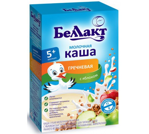 Беллакт каша молочная гречневая с яблоком (5m+) 250 гр.