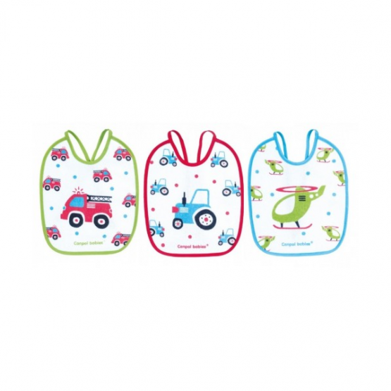 Canpol 15/108 Нагрудник хлопковый на завязках «Транспорт»(3 шт.)