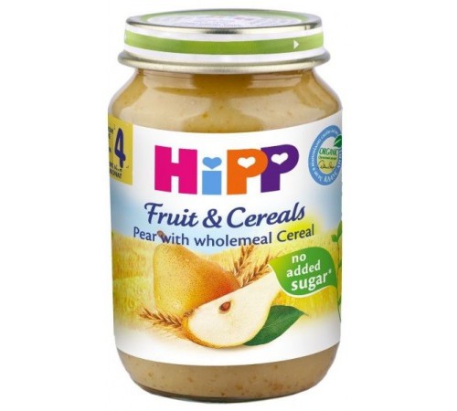 HiPP 4723 Грушевое пюре с зерновыми хлопьями (4м+) 190 гр.