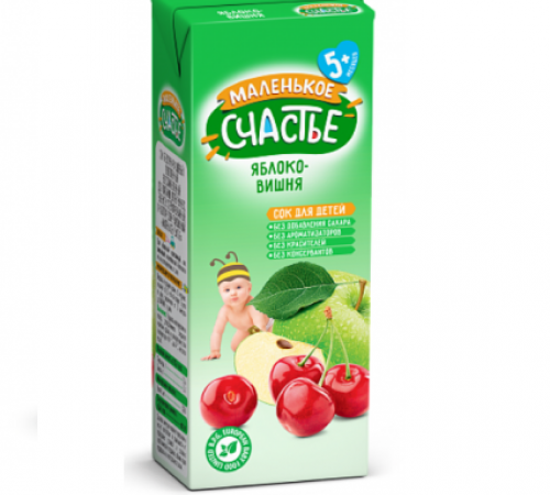 „Маленькое счастье” Suc de mere-vișine 200 ml. (5m +)