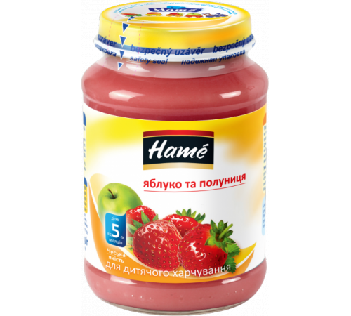Hame Пюре Яблоко с клубникой 190gr. (5m+)