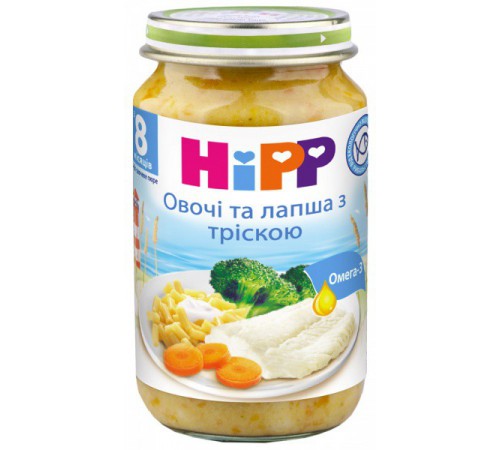 HiPP 6550 Taitei cu peste marin și legume insos cremos 220 gr.(8m+)