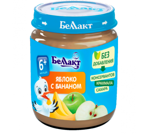 Беллакт Пюре из яблок и бананов 100 гр. (6 м. +)