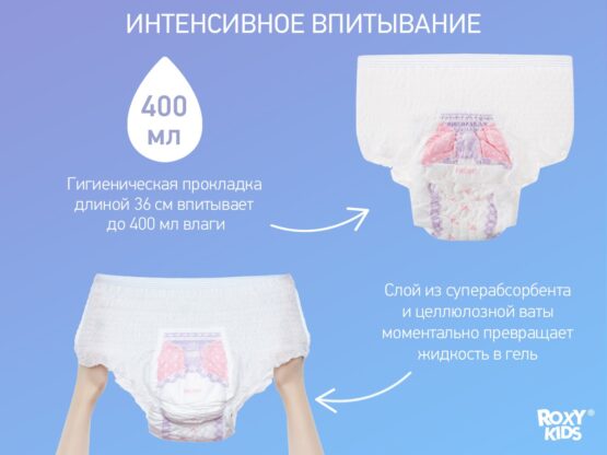 Chiloti absorbanti cu captuseala, pentru maternitate Roxy Kids 400 ml, L, (3 buc) (RPN-003-L)