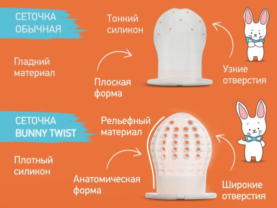 Plasa de silicon pentru nibleri Roxy Kids, Bunny Twist (RFN-007)