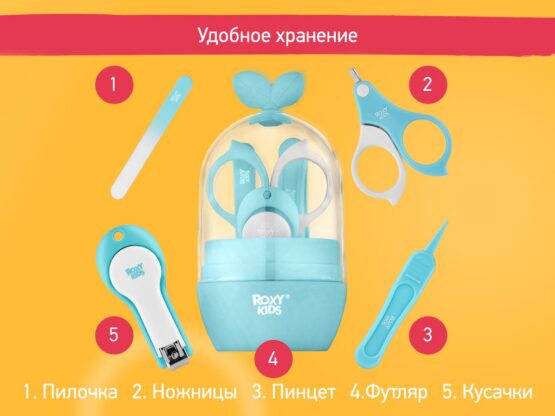 Set manichiura Roxy Kids Frunze, Albastru+Alb (RPS-003-B)