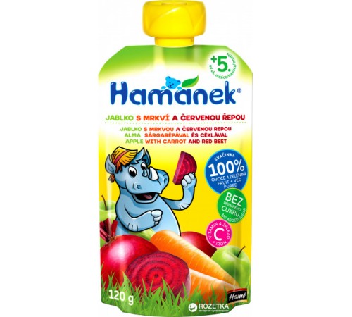 Hame Piure „Hamanek” Mere, morcovi și sfeclă roșie (5m +) 120 gr.