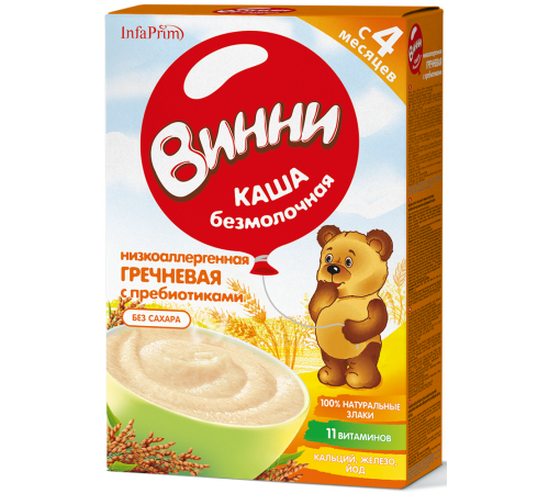 Винни Каша безмолочная гречневая низкоаллергенная (4м +) 200 гр.