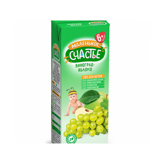 „Маленькое счастье” Suc de mere – si struguri 200 ml. (6m +)