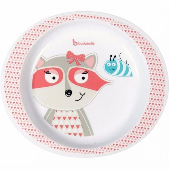 Farfurie pentru mancare Badabulle Pink Racoon