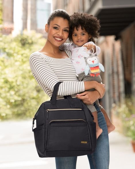 Geanta tip ghiozdan cu deschidere larga Skip Hop Black