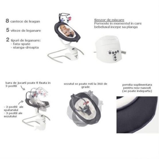 Leagan Babymoov Swoon Motion Zinc cu conectare la priza