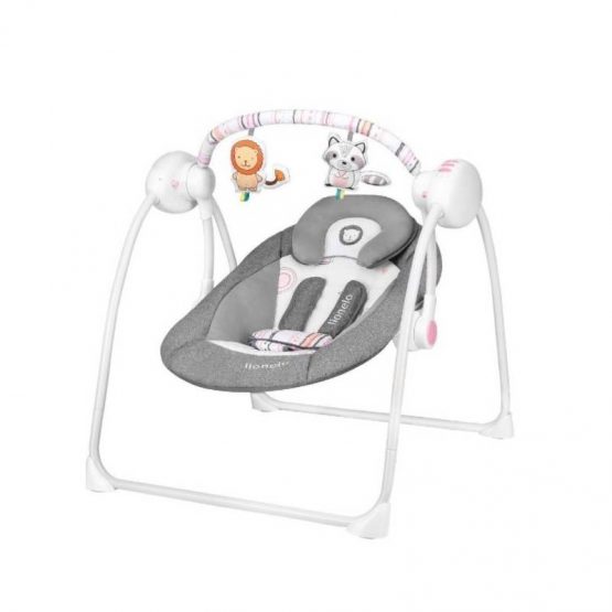 Детское кресло-качалка Lionelo Ruben Stone Grey/Rose