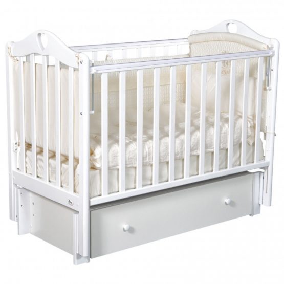 Детская кроватка Oliver Bambina Premium (1043) с ящиком, Белая