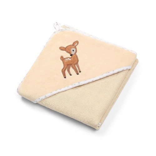 Велюровое банное полотенце с капюшоном 100 x 100 см бежевое