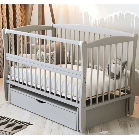 Детская кроватка Дубок Elit с ящиком, цвет Серый