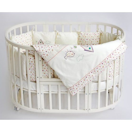 Incanto Комплект постели для овальной кроватки  «Домик для птички» (6 ед.)