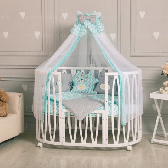 Incanto Set lenjerie pentru patuc oval „Kittens” (10 el.) Turcoaz