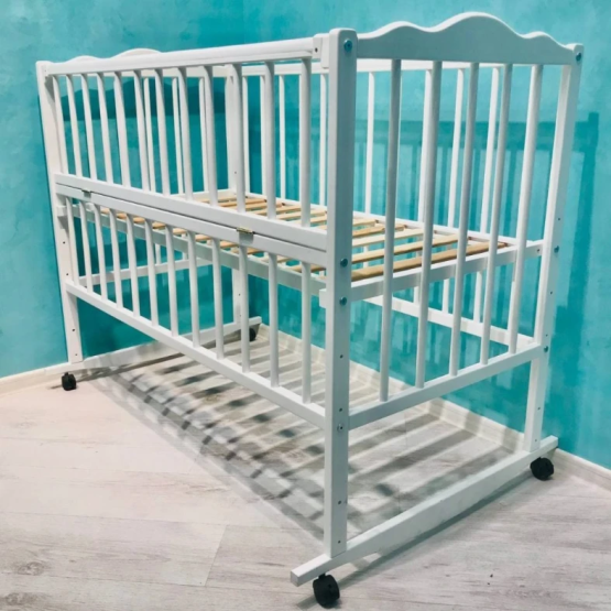 Детская кроватка Кузя Оленька без ящика на колесах цвет, Серый