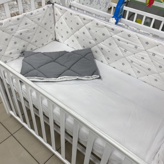 Бортики в кроватку Короны серебряный/серый Holala Kids