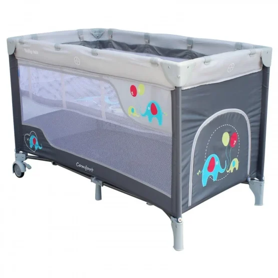 Baby Mix Манеж-кровать HR-8052-215 «Слоники» серый