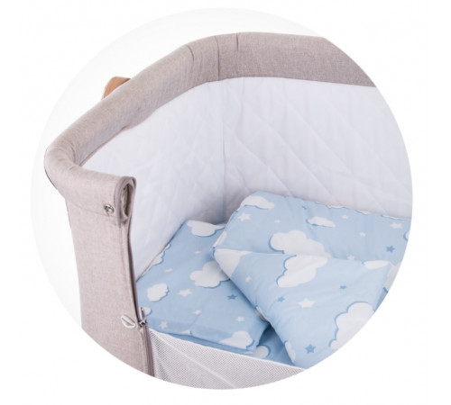 Chipolino Lenjerie pentru leagăn KOSCLOSET „Nori” albastru (4 buc.)