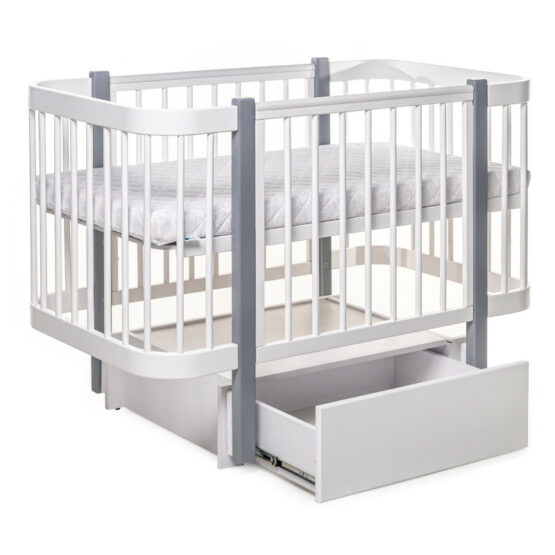 Детская кроватка Eucalyptus Karol Premium Longitudinal (DS-9021) Белая+Серая