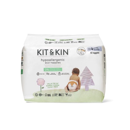 Scutece Hipoalergenice Ecologice Kit&Kin (04), mărimea 4, 9-14 kg , 32 buc.