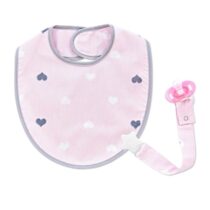 Baveta cu suport pentru suzeta BabyJem Roz