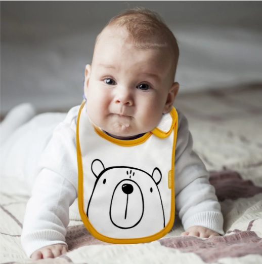 Baveta din bumbac BabyJem Ursulet Oranj