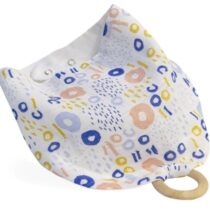 Baveta din muselina cu inel din lemn BabyJem Inele Colorate