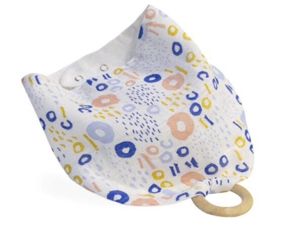 Муслиновый нагрудник BabyJem Colorful Rings с деревянным кольцом (678)