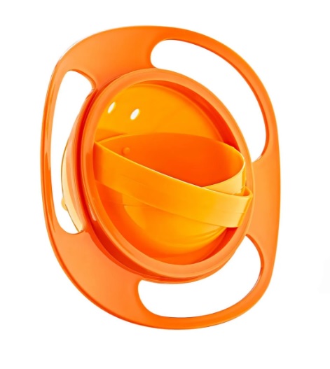 Bol multifunctional cu capac si rotire 360 grade BabyJem Amazing Bowl Oranj