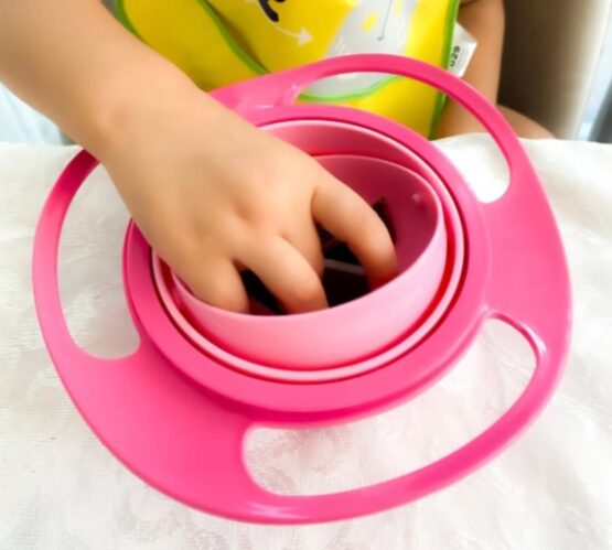 Bol multifunctional cu capac si rotire 360 grade BabyJem Amazing Bowl Roz