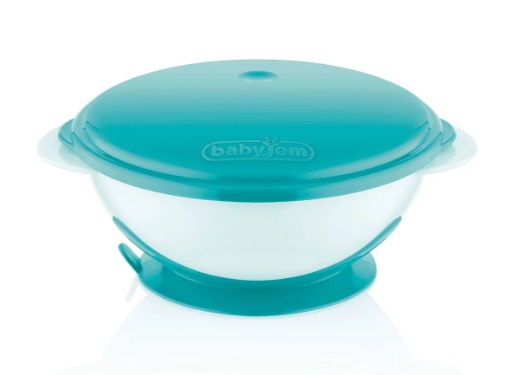 Castron cu ventuza si capac BabyJem Albastru