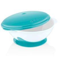 Castron cu ventuza si capac BabyJem Albastru