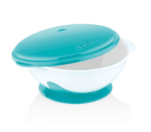 Миска с присоской и крышкой BabyJem Blue (565)