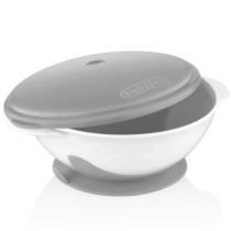 Castron cu ventuza si capac BabyJem Gri