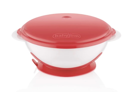 Castron cu ventuza si capac BabyJem Roz