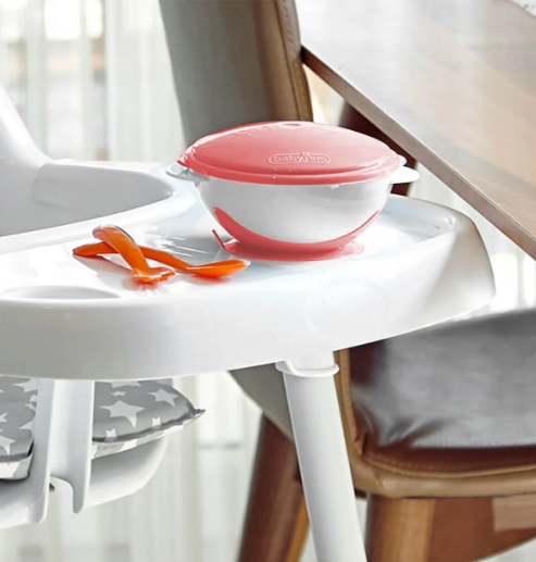 Castron cu ventuza si capac BabyJem Roz