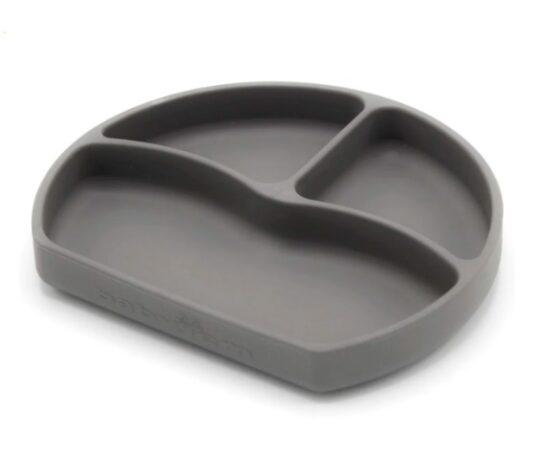 Силиконовая тарелка с 3 отделениями и присоской BabyJem Grey (715)